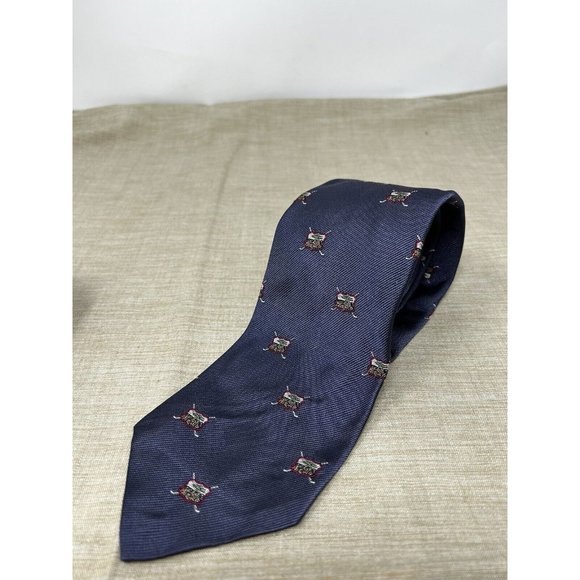 Vintage Pebble Beach Hand Sewn By Robert Talbot Exclusive Blue Logo Neck Tie